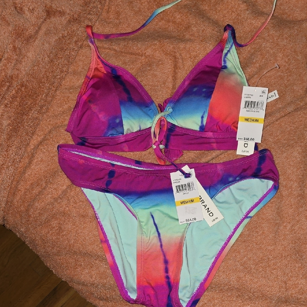 Lucky Brand Multicolor Tie-Dye Bikini